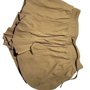 Zyia Active Tan Ribbed Layered Athletic Shorts with Built-in Liner Mens